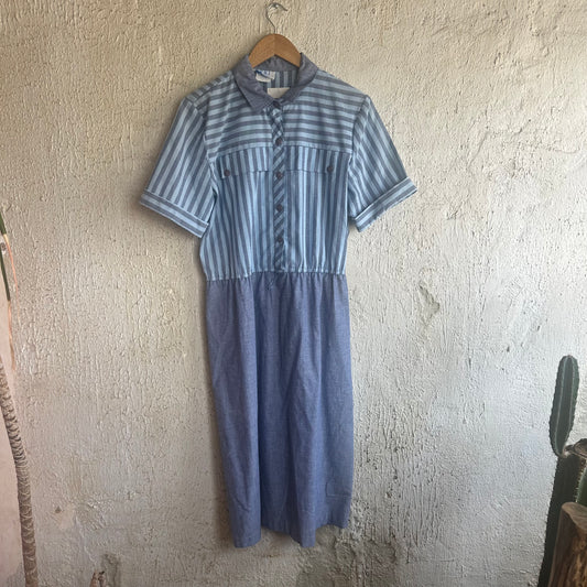 Vtg Striped Dress M
