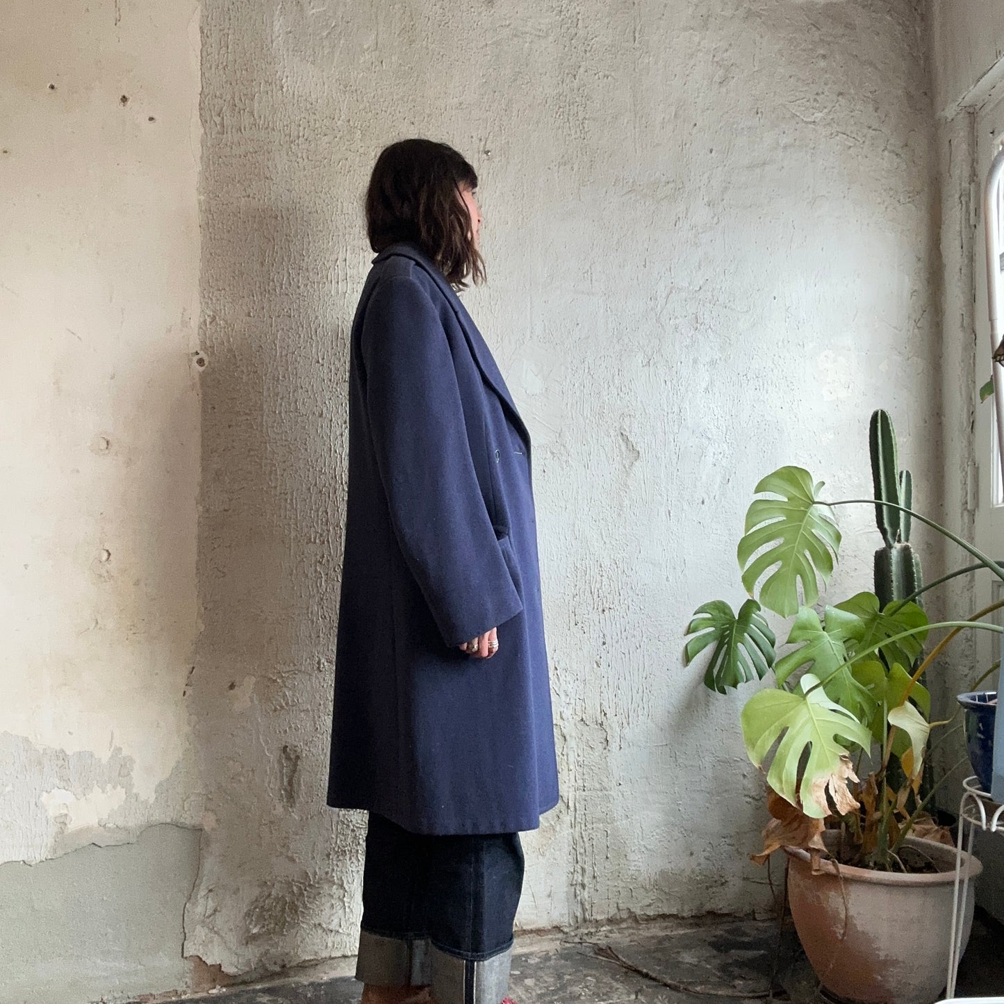 50s Military Blue Wool Coat