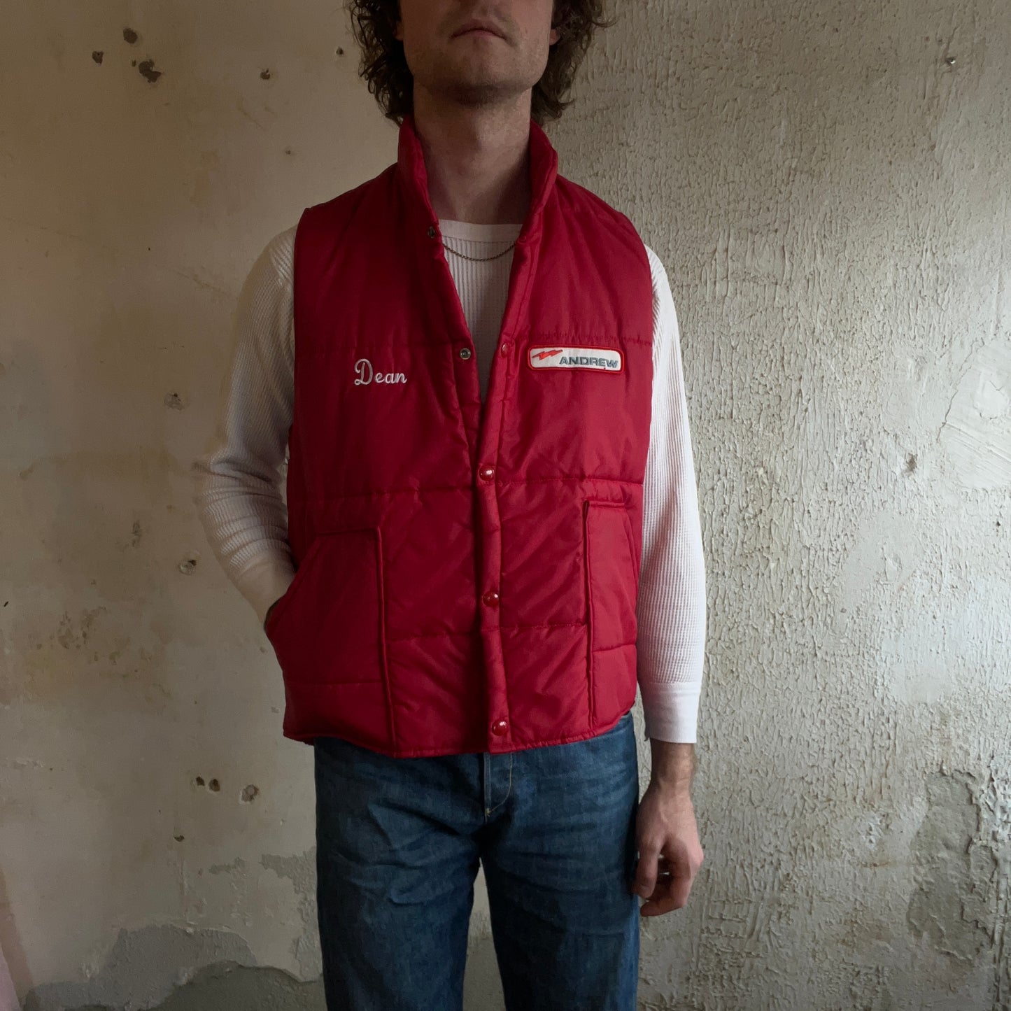 VTG DEAN RED PUFFER VEST