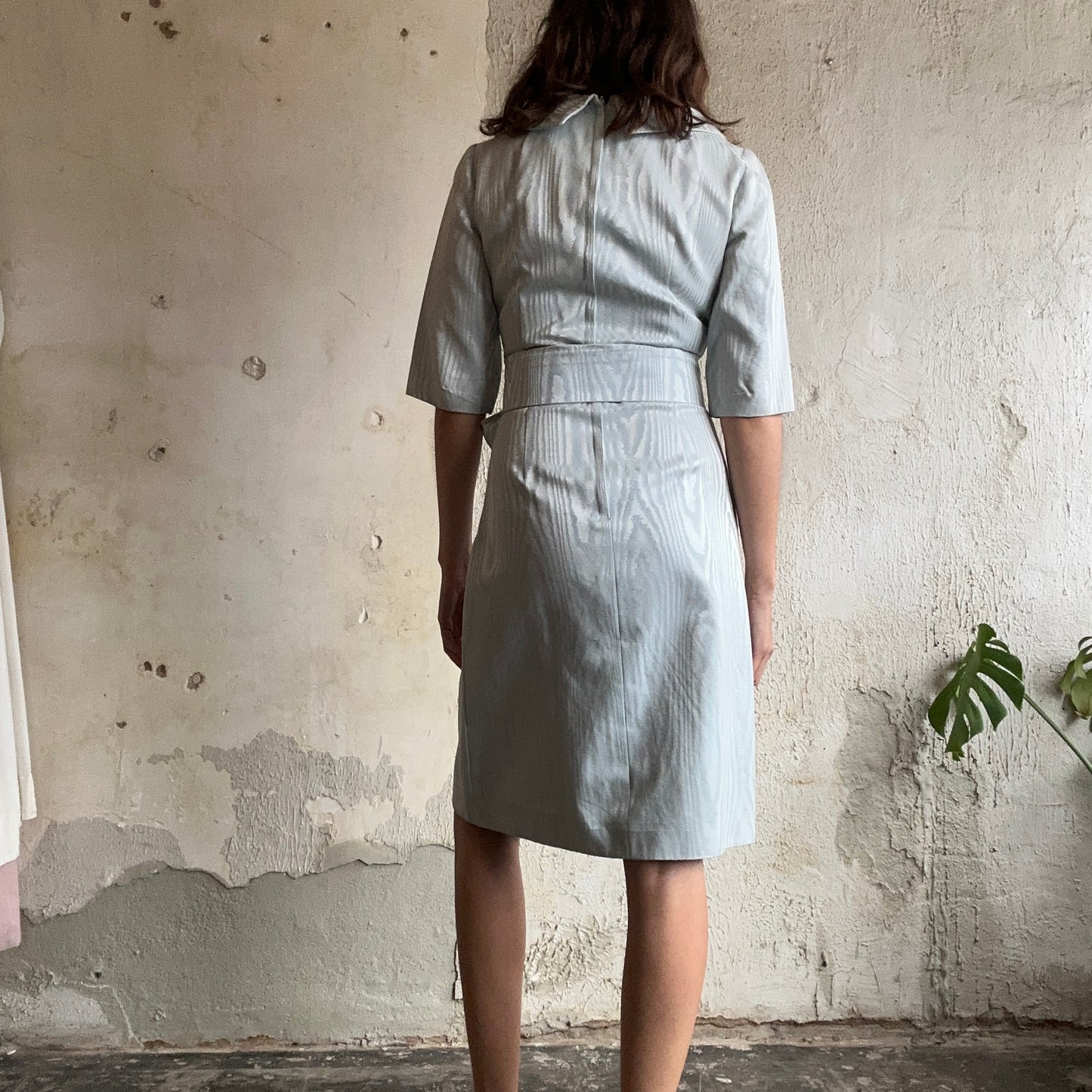 VTG Icy Blue Belted Dress Jeanne Durrell S