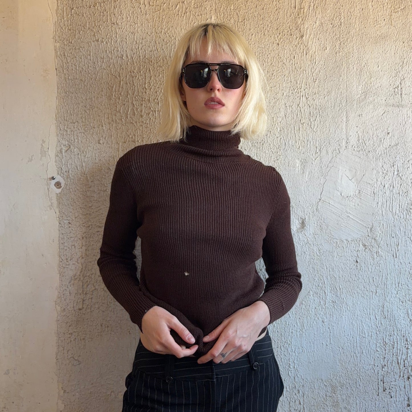 Brown Knit Turtleneck S