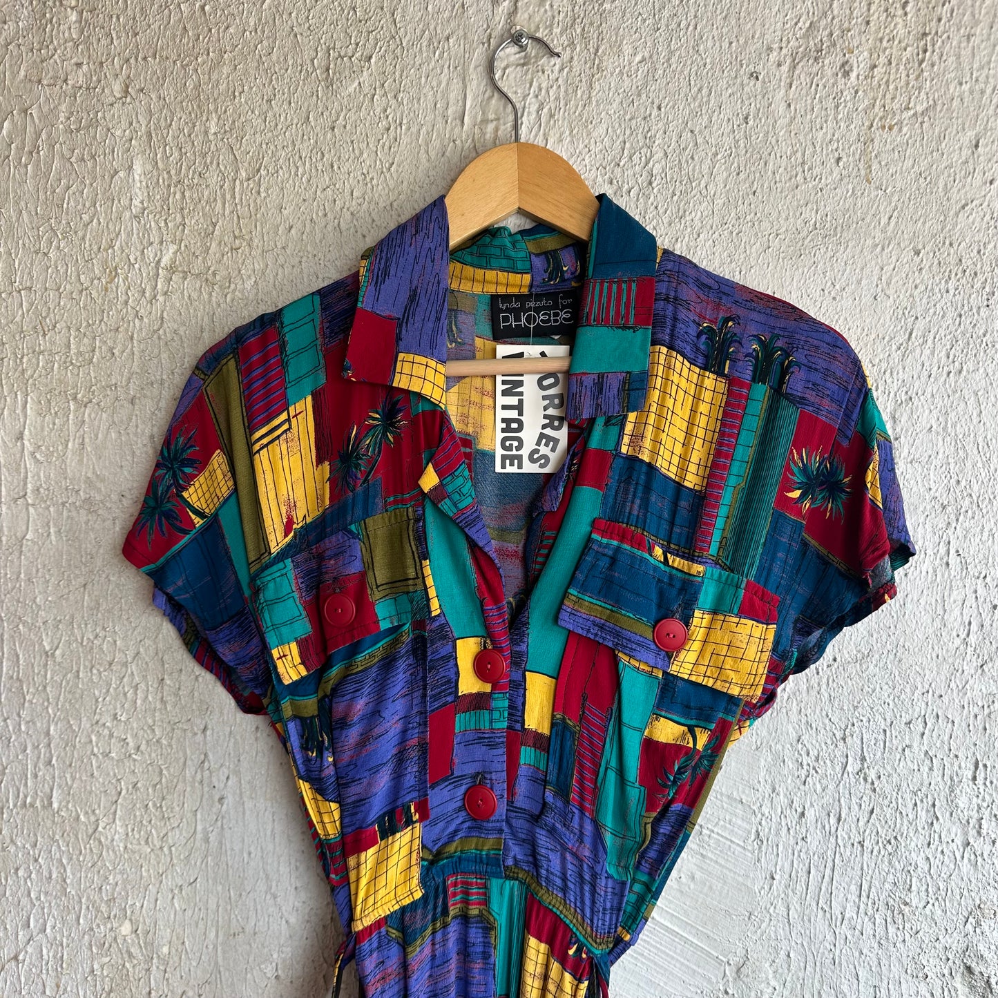 80s Phoebe Pattern Dress M
