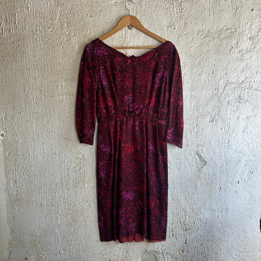 1950s Red Pattern Dress