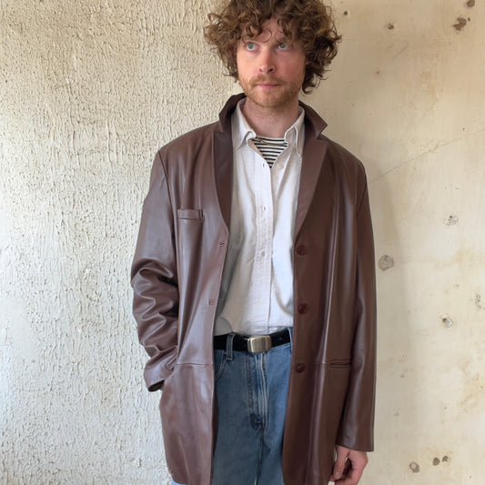 VTG JOSEPH BARRY BROWN LEATHER COAT