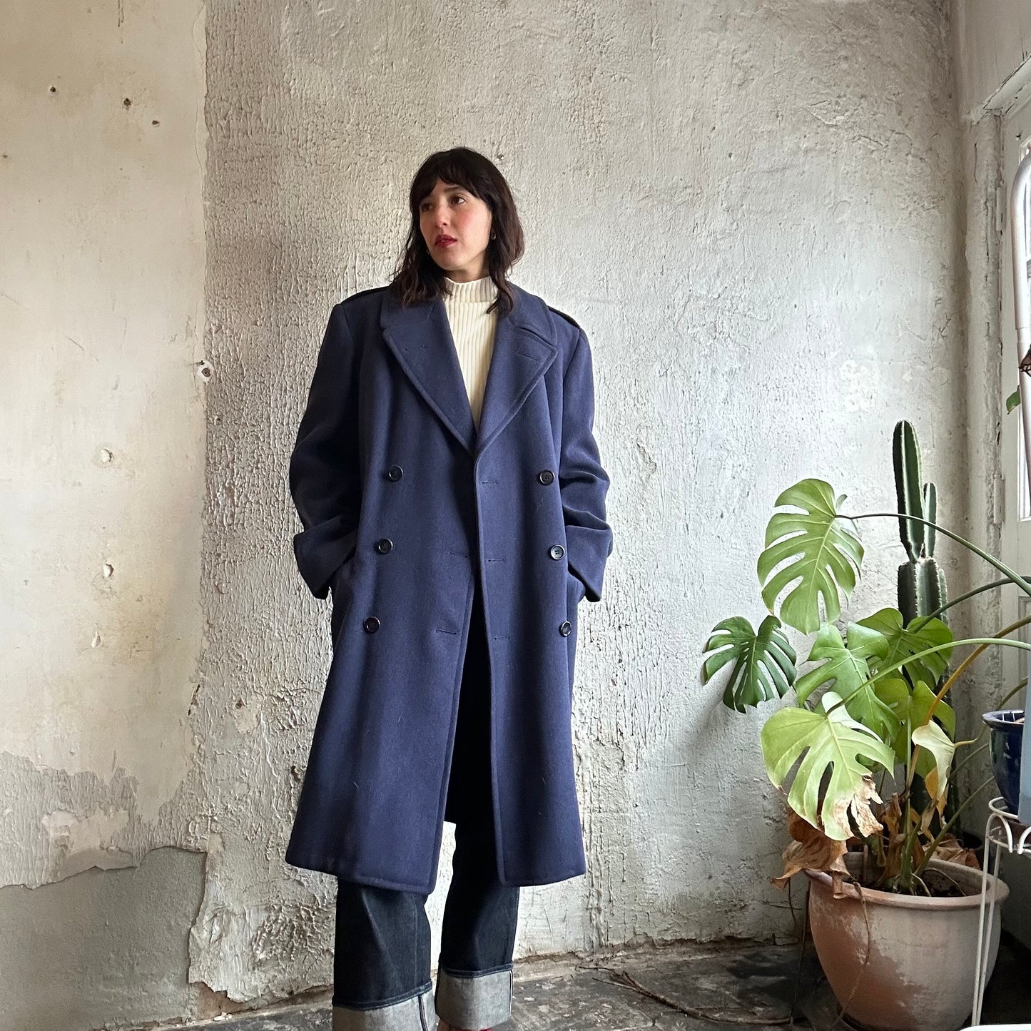 50s Military Blue Wool Coat