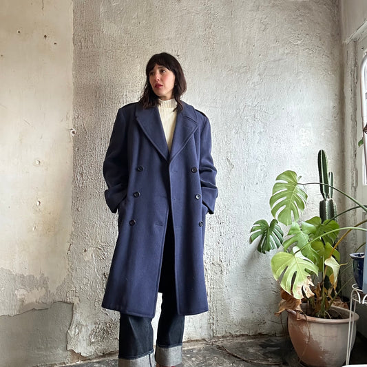 50s Military Blue Wool Coat