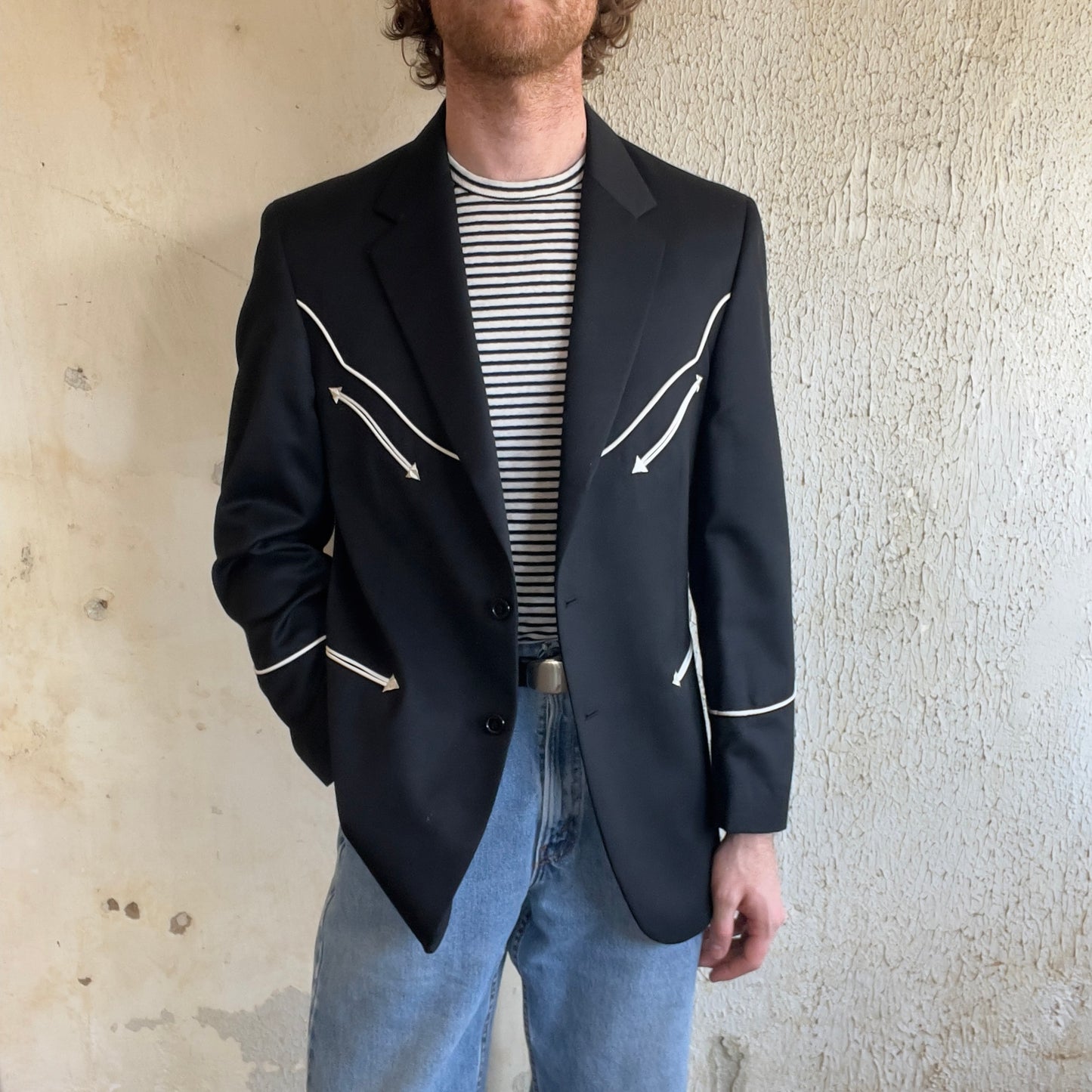 VTG CIRCLE S BLACK WESTERN BLAZER