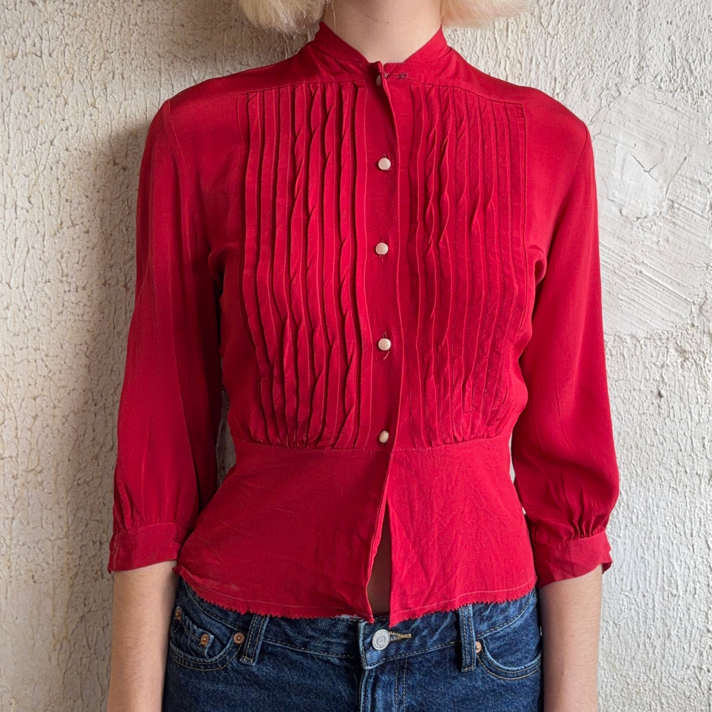 1950’s Red Pleated Blouse XXS