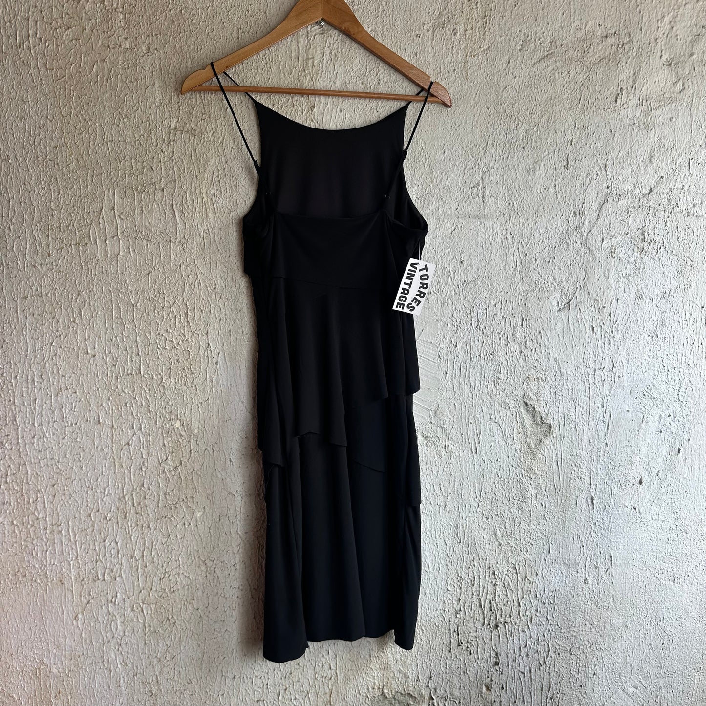 90s Layered Strap Black Dress S