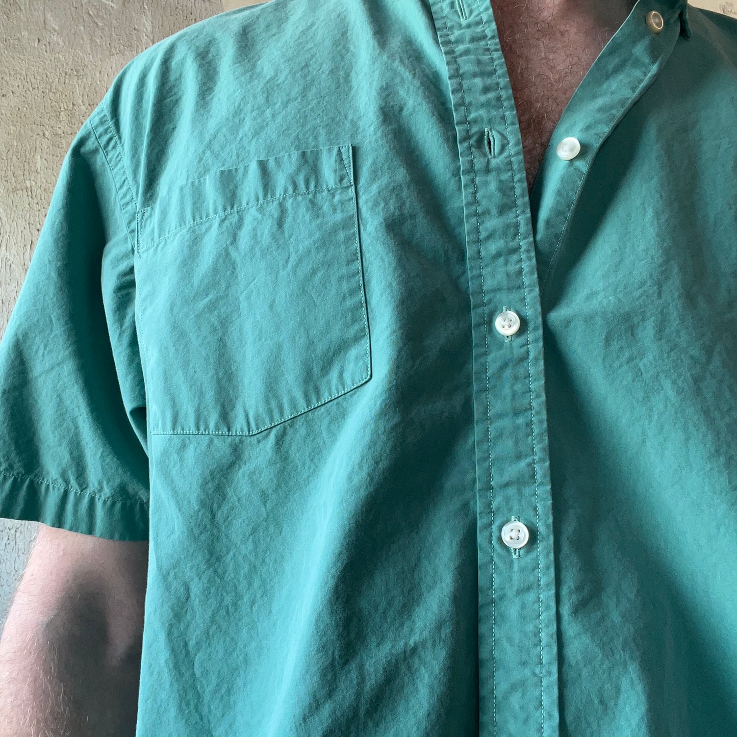 Lands End Green Short Sleeve Button Up Shirt