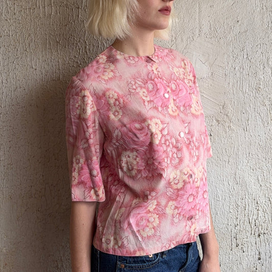 1960’s Handmade Pink Floral Button Up S