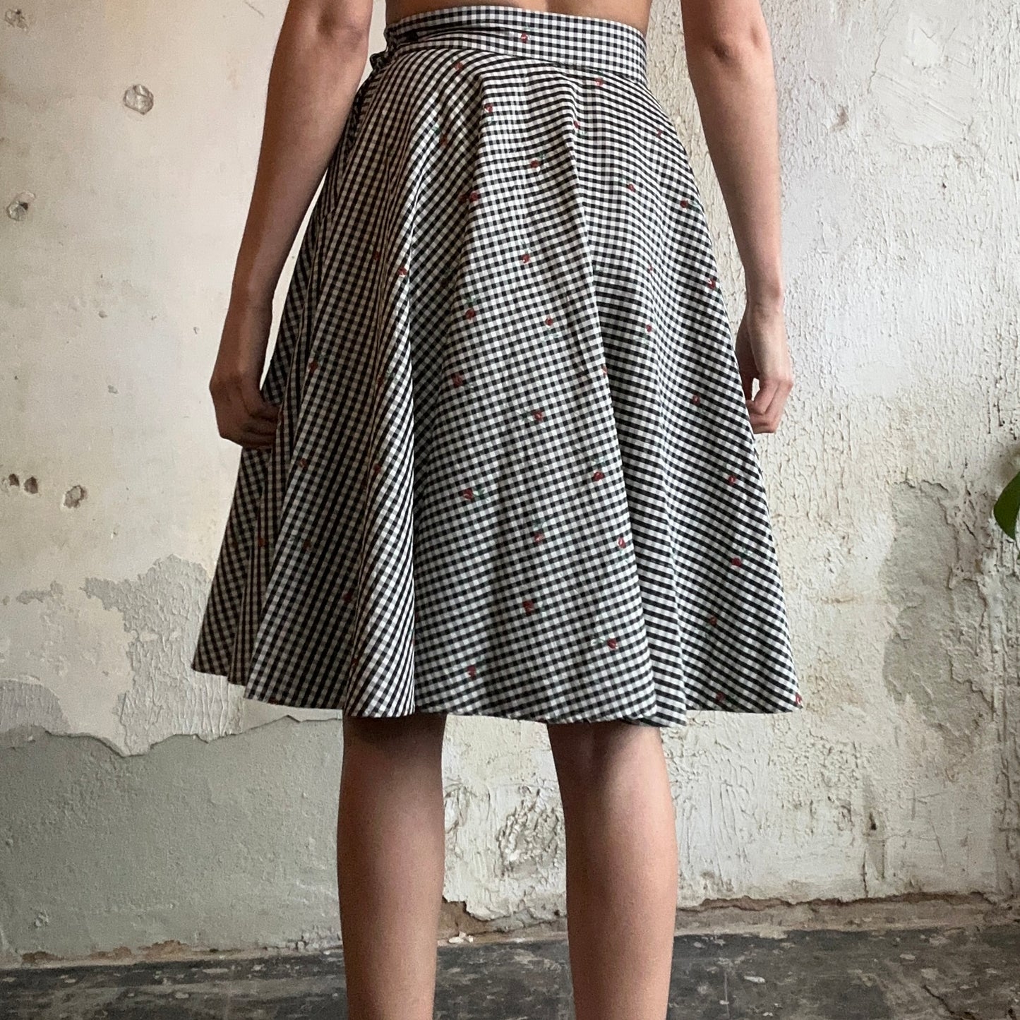 Elaine Black Gingham Skirt S