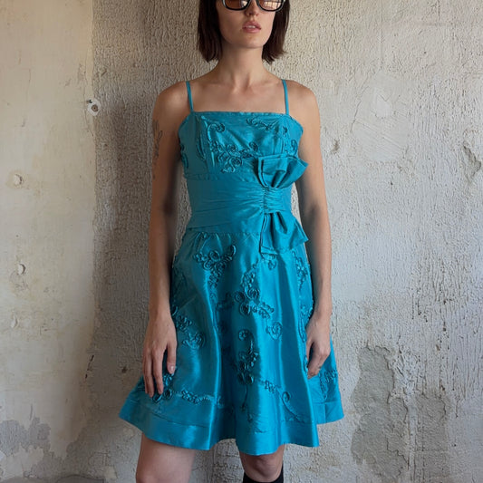Blue Bow Dress XS