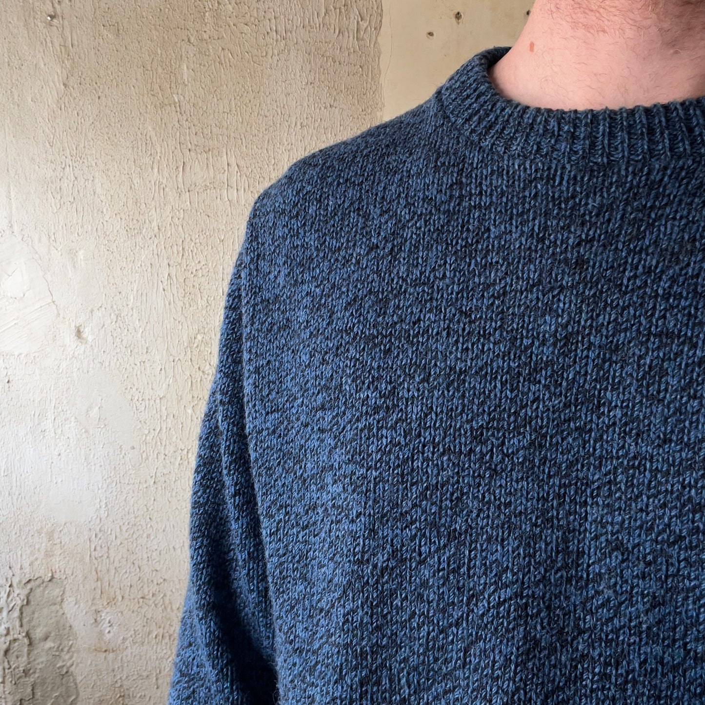 BLUE/BLACK LANDS END MARLED SWEATER MADE IN USA