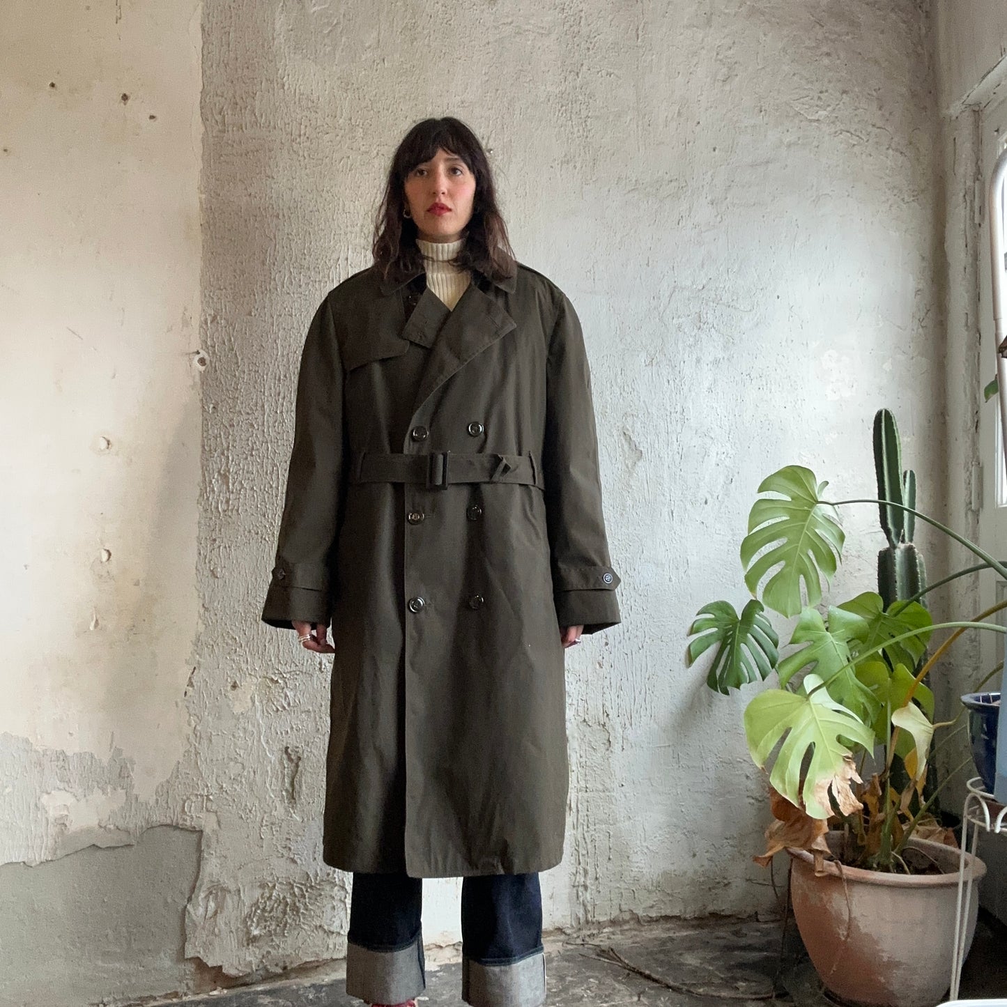 Double Breasted Green Military Coat