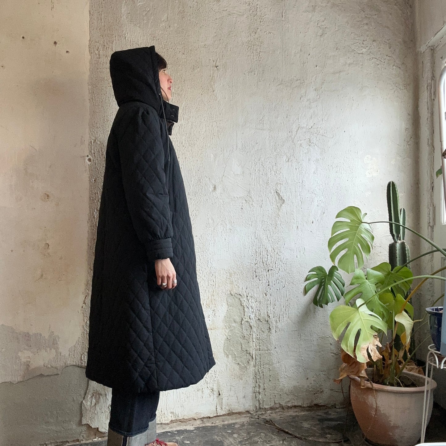 VTG Black Quilted Coat
