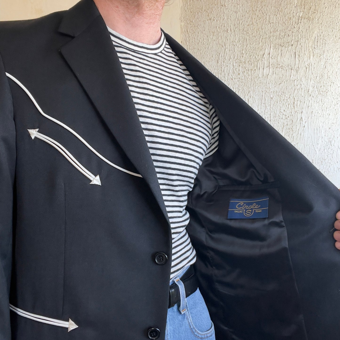 VTG CIRCLE S BLACK WESTERN BLAZER