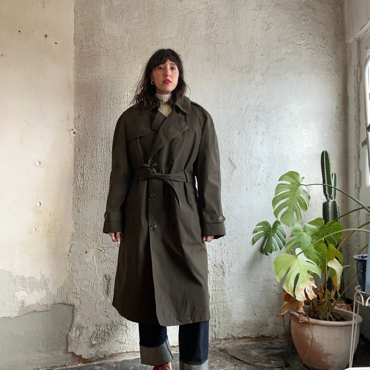 Double Breasted Green Military Coat