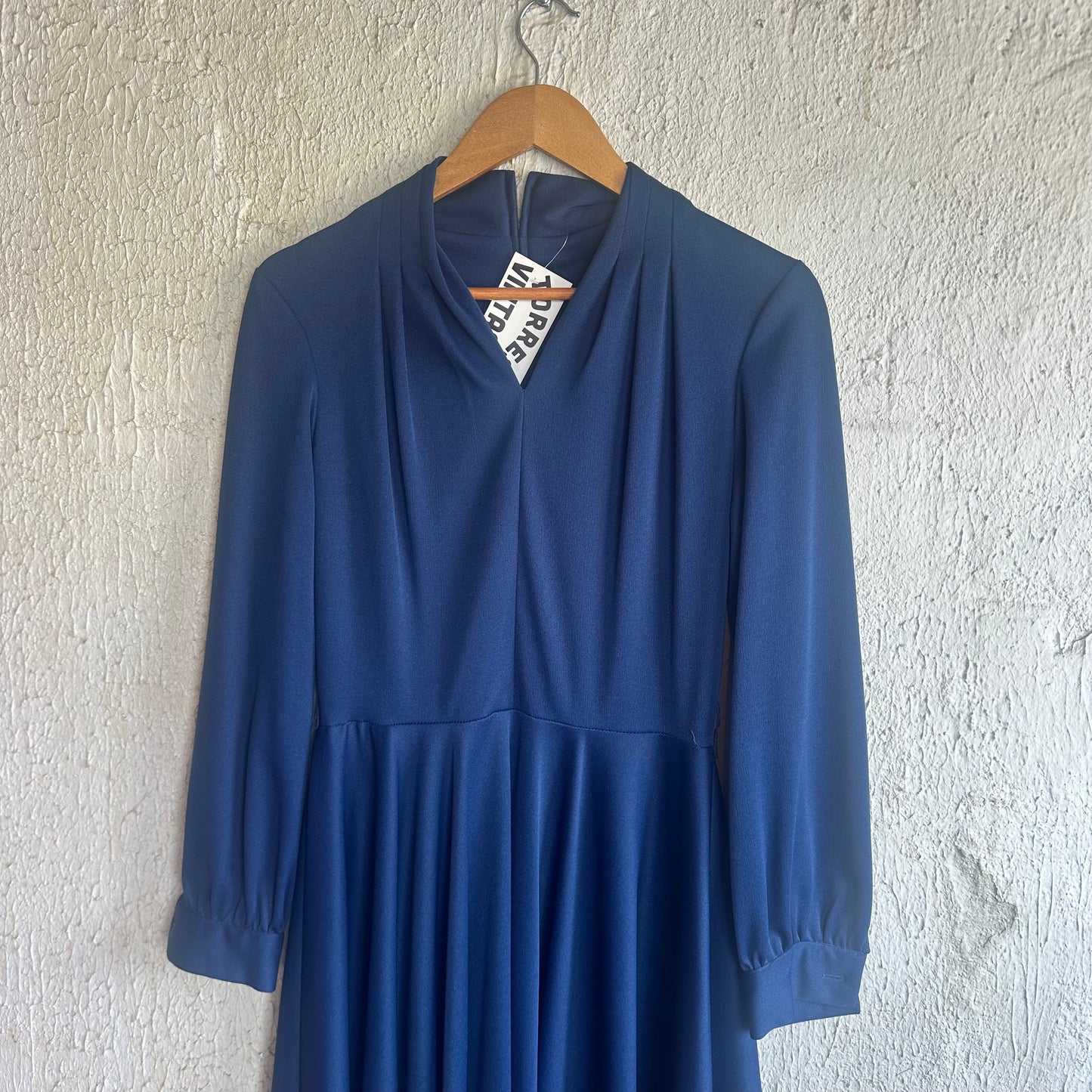 Vtg Navy Blue Long Sleeve Dress M