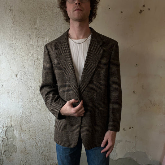DILLARDS BROWN AND BLACK HOUNDSTOOTH BLAZER