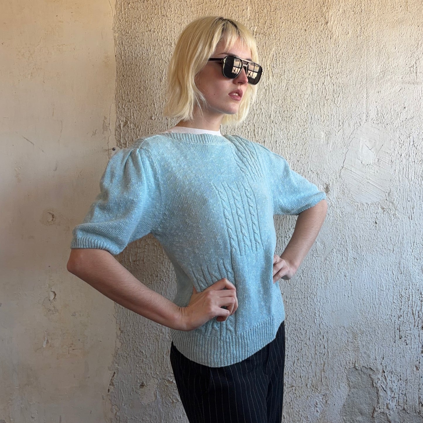 L’ORBIS Blue Knit Pullover M
