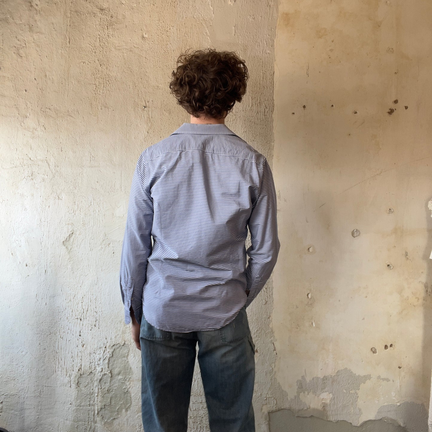 Murano Blue and White Striped Shirt