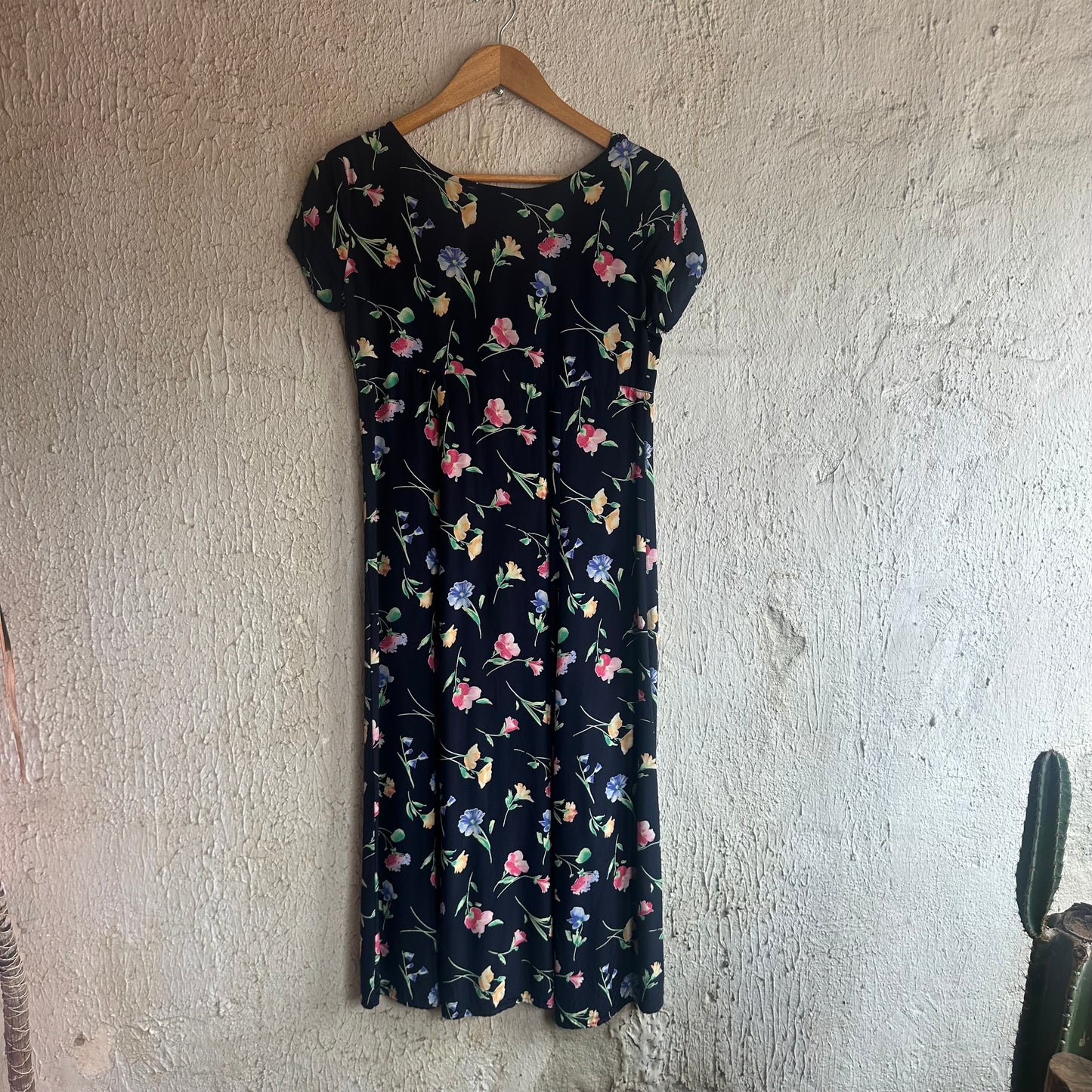 90s Petite Sophisticate Floral Maxi Button Dress S