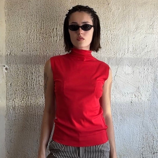 Issey Miyake Red Mock Neck