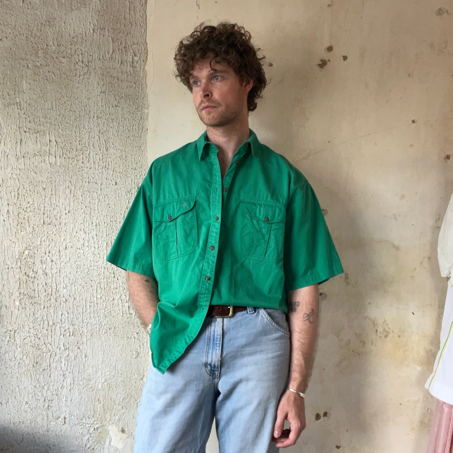 VTG Dockers Green Short Sleeve Button Up Shirt