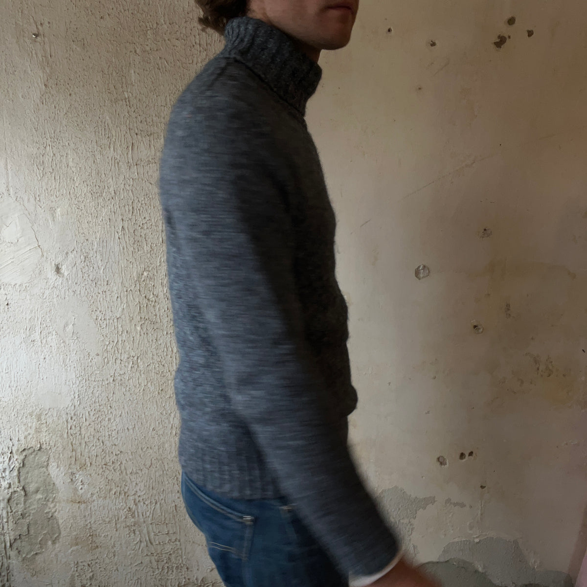 LL BEAN BLUE KNIT TURTLENECK