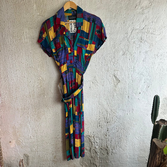 80s Phoebe Pattern Dress M