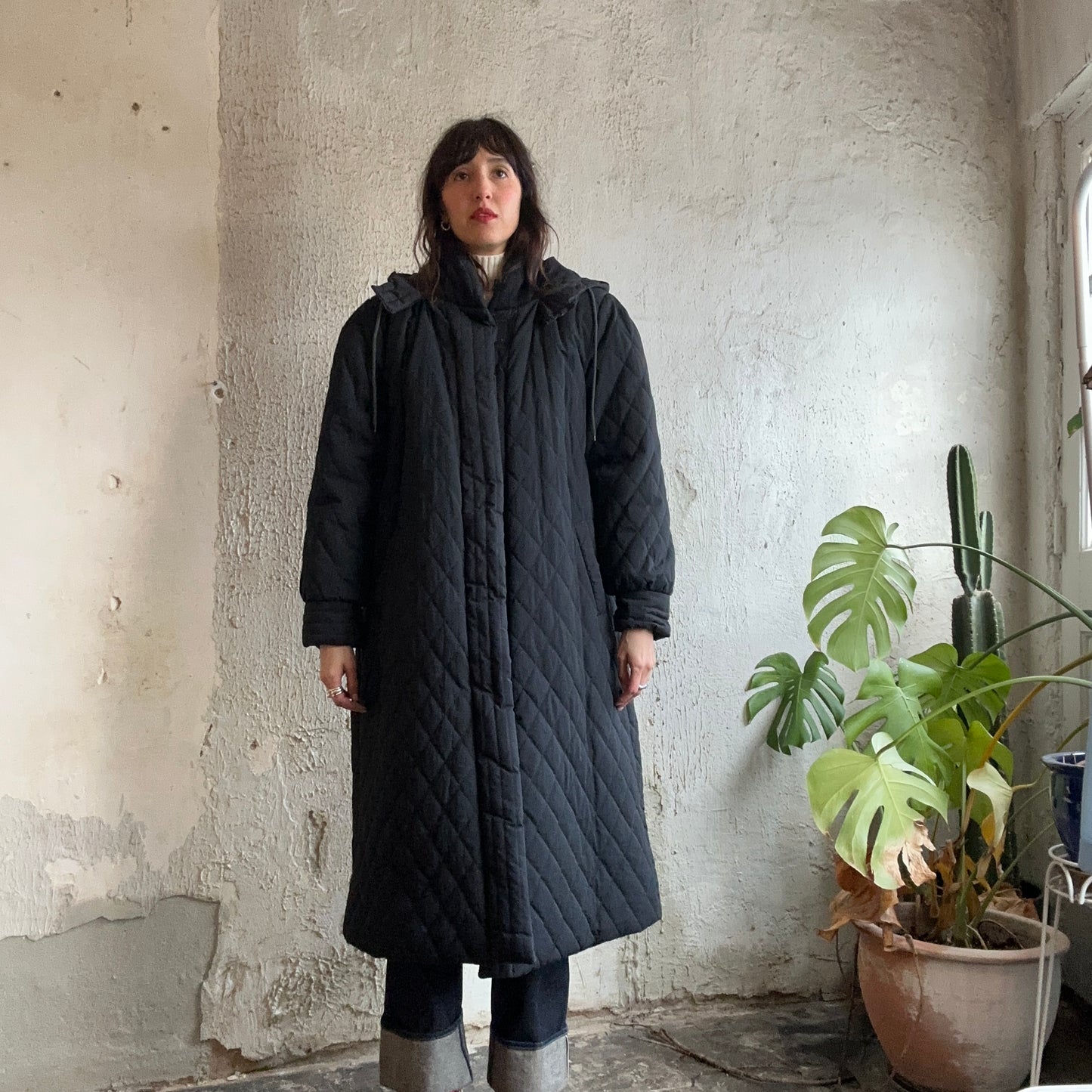 VTG Black Quilted Coat