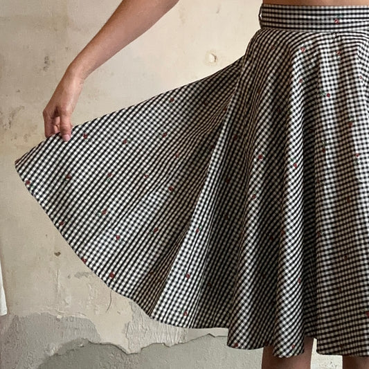 Elaine Black Gingham Skirt S