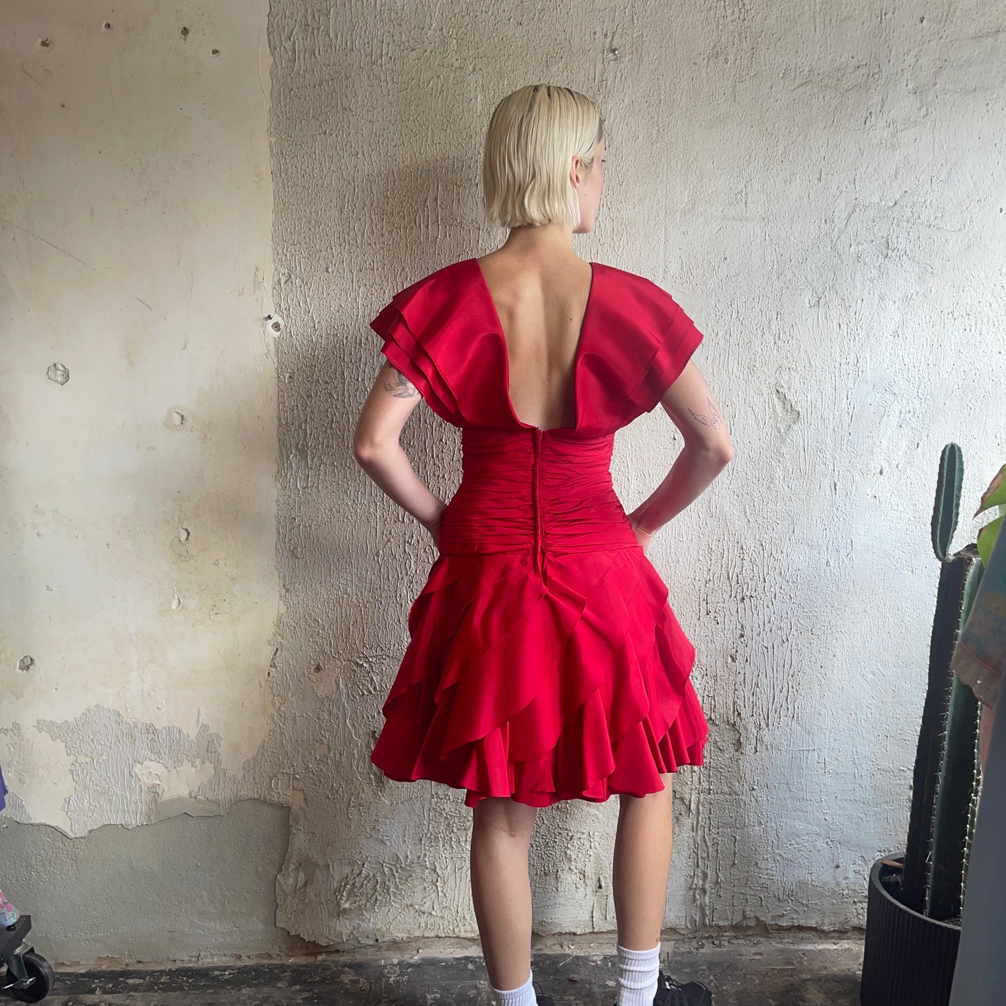VTG Red Ruffle Cocktail Dress XS&nbsp;