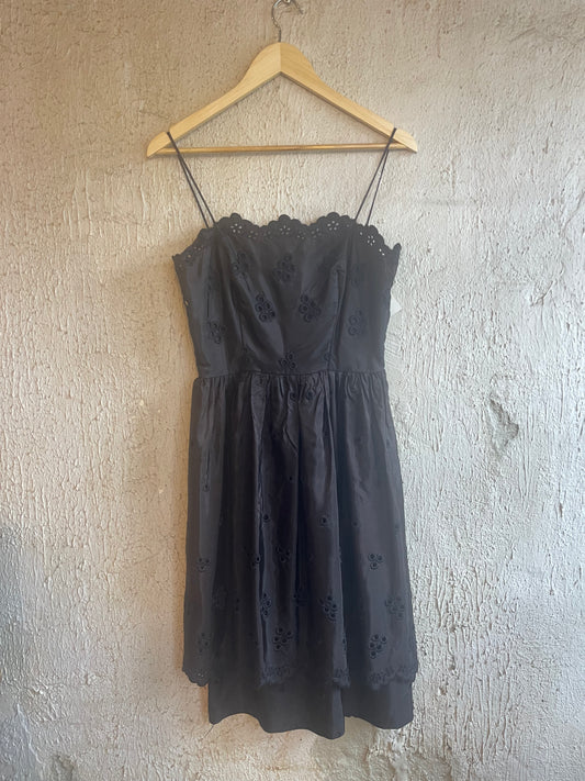 Vintage Black Eyelet Dress S
