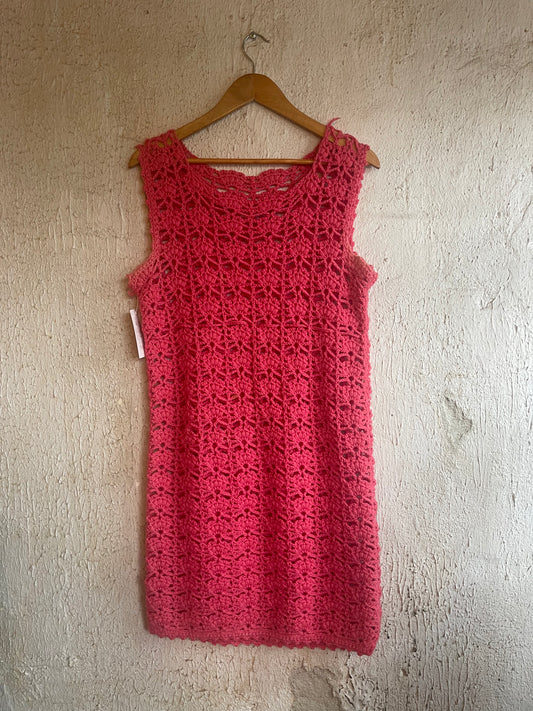 70’s Crochet Pink Dress M