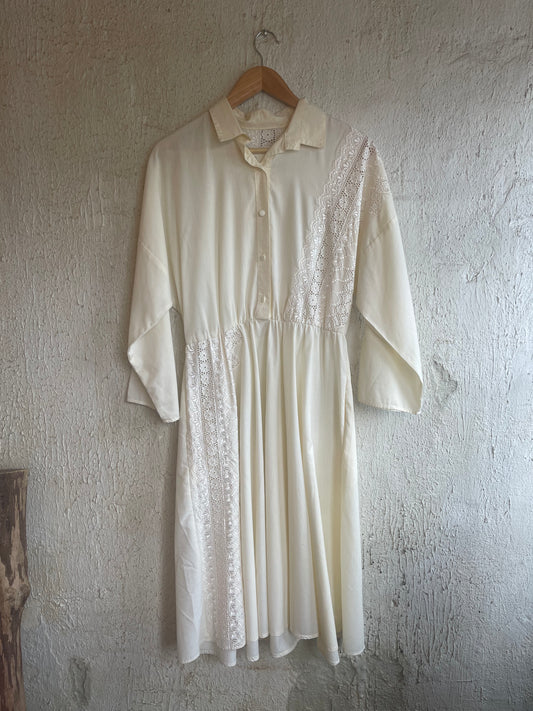 Vintage Cream Eyelet Dress