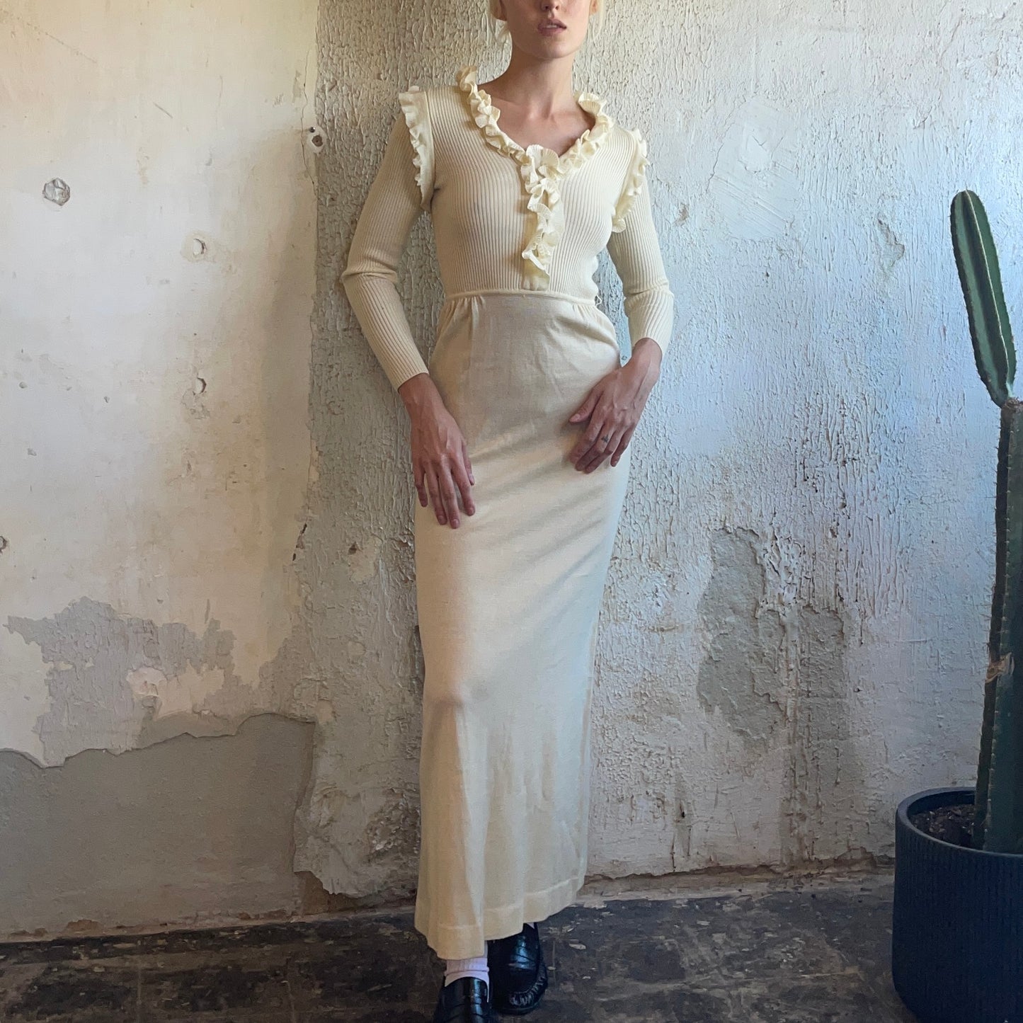 Knit Cream Dress XS