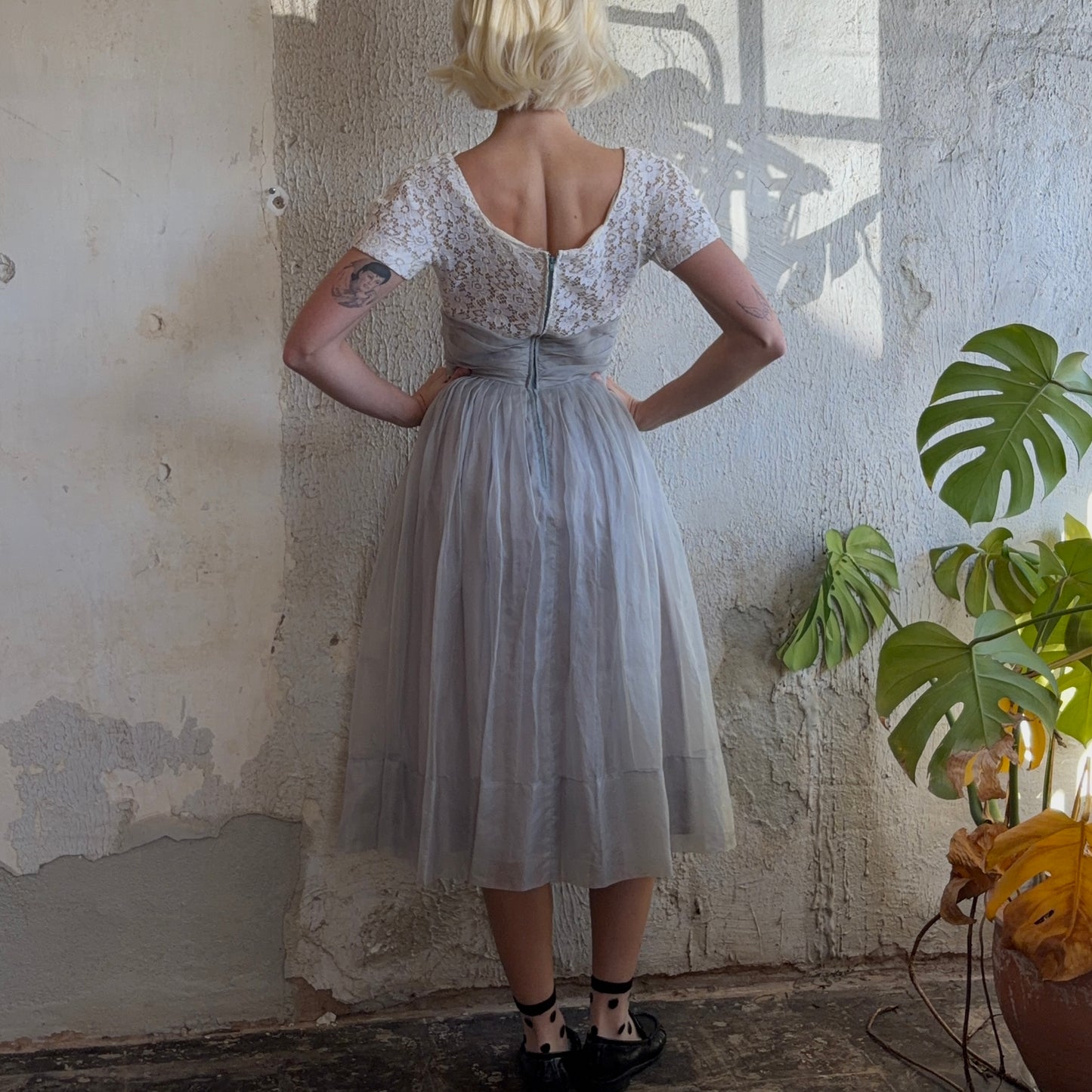 Gray Lace Dress S