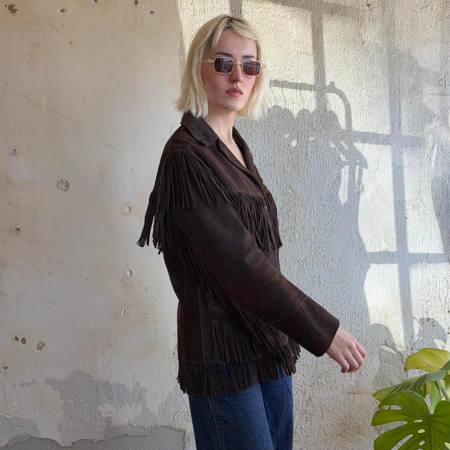 VTG Brown Suede Fringe Jacket S/M