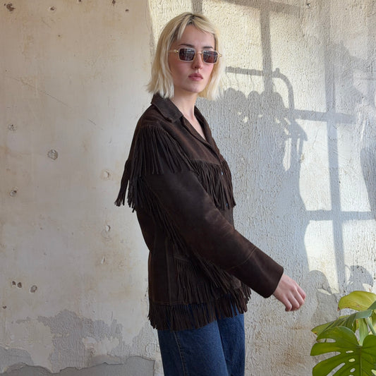VTG Brown Suede Fringe Jacket S/M