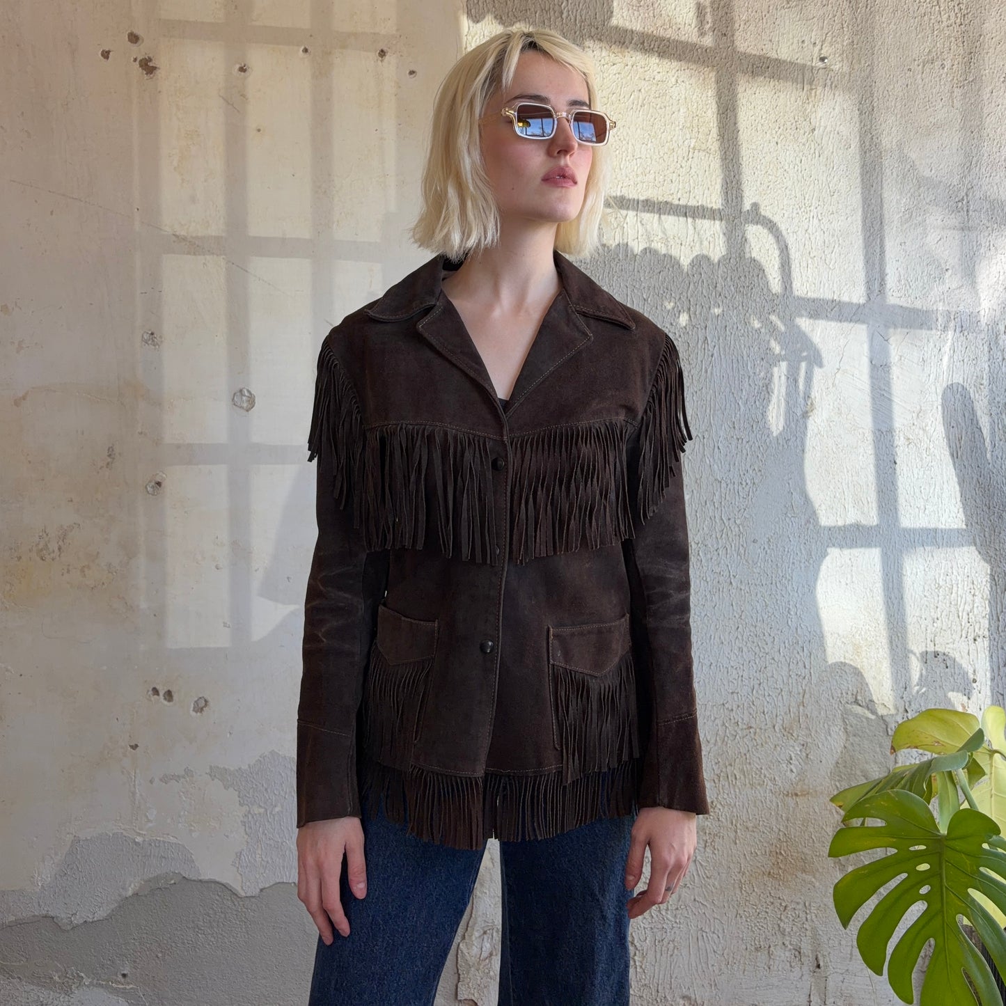 VTG Brown Suede Fringe Jacket S/M