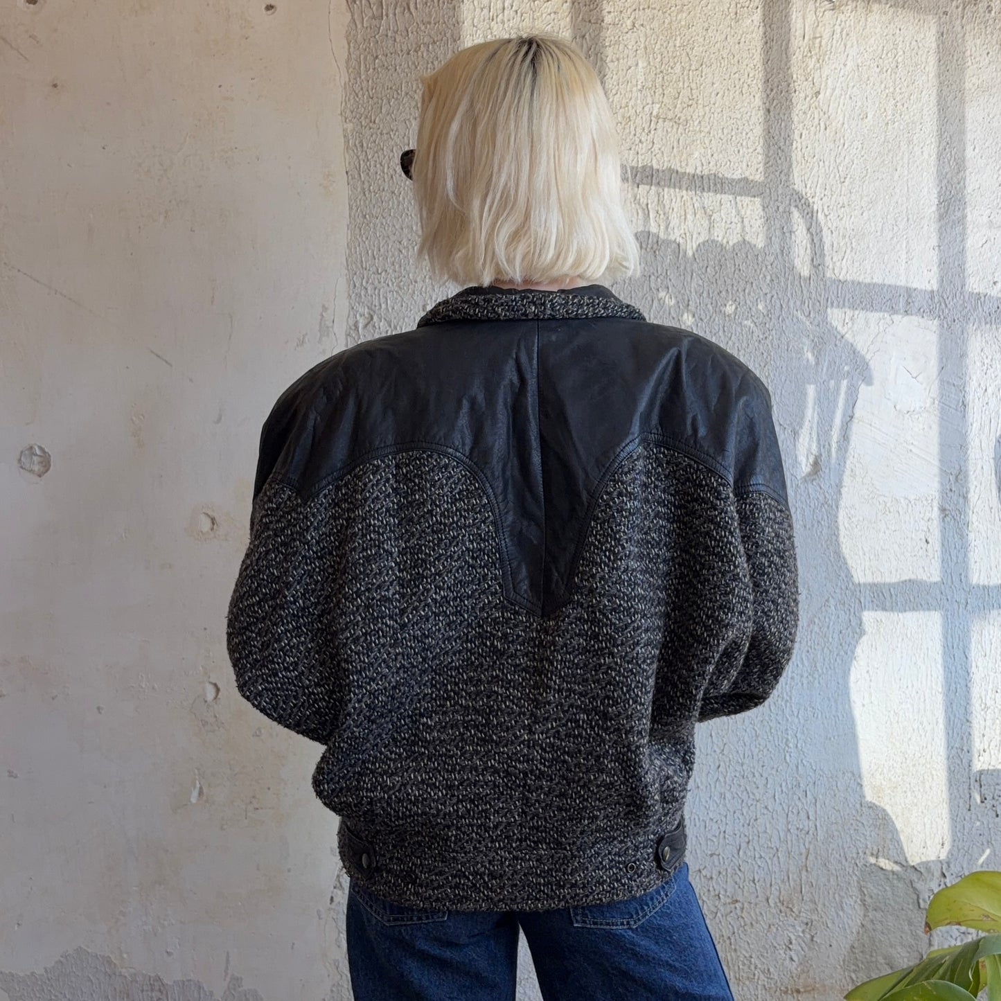 80’s Leather Wool Jacket L