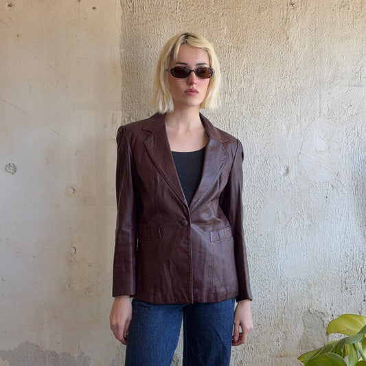 Split End Burgundy Leather Jacket M