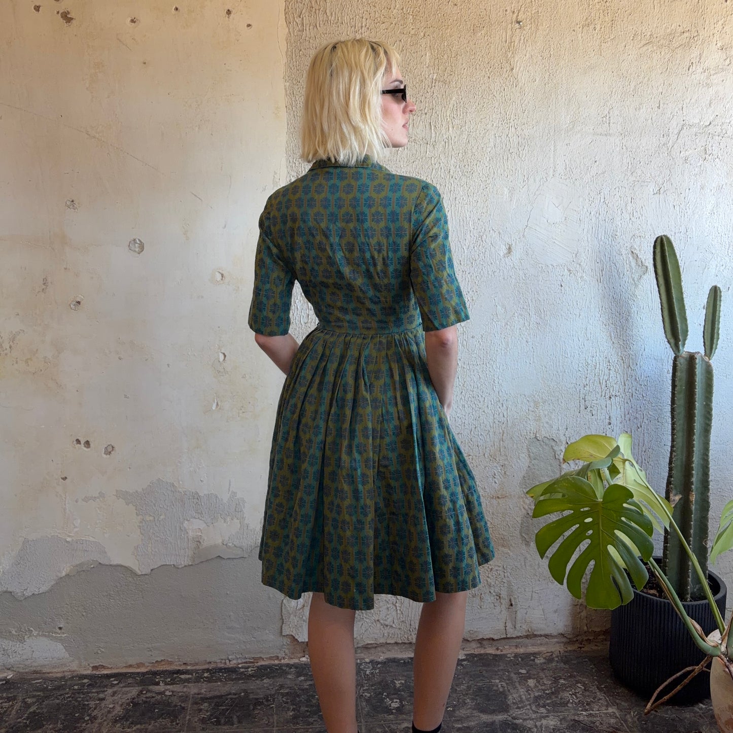 VTG Handmade Blue/Green Dress XS