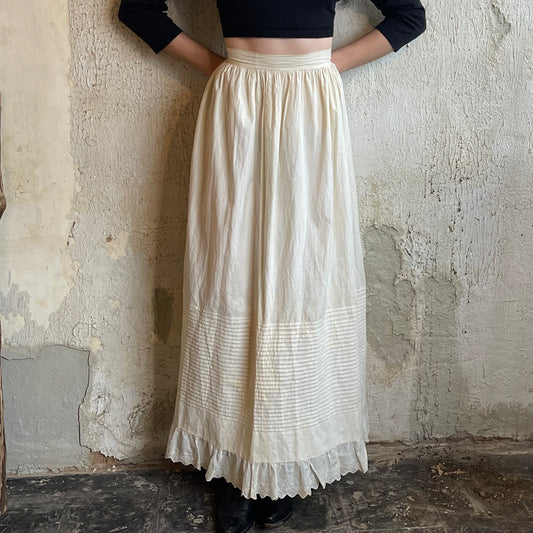 VTG Off White Poplin Maxi Skirt XXS