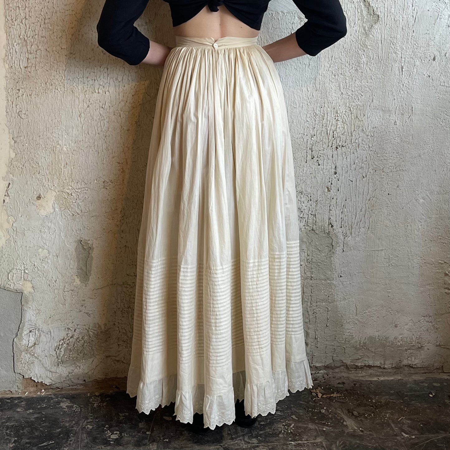 VTG Off White Poplin Maxi Skirt XXS