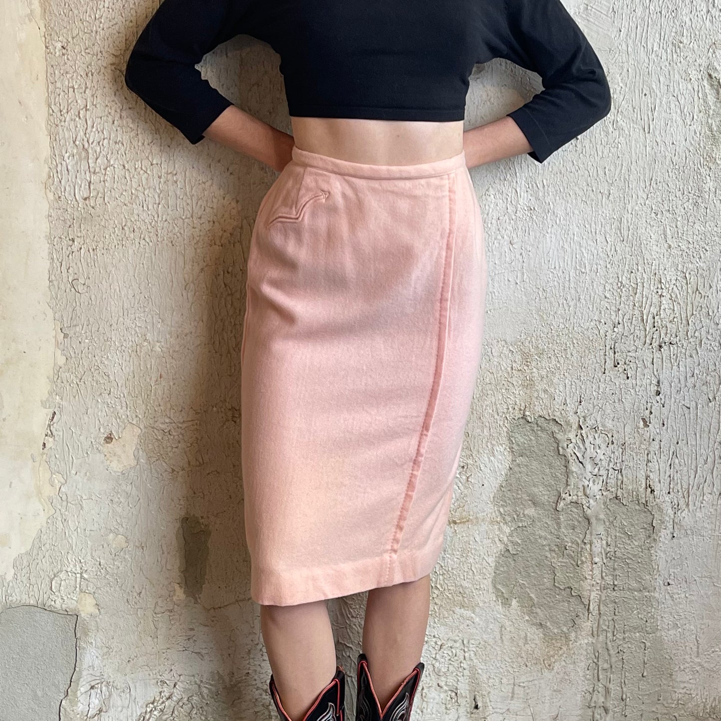 VTG Western Pink Wool Skirt XS