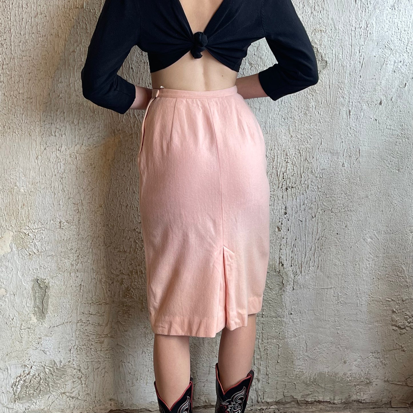 VTG Western Pink Wool Skirt XS