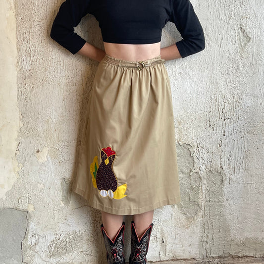 70’s Bird Patch Quilt Skirt XS